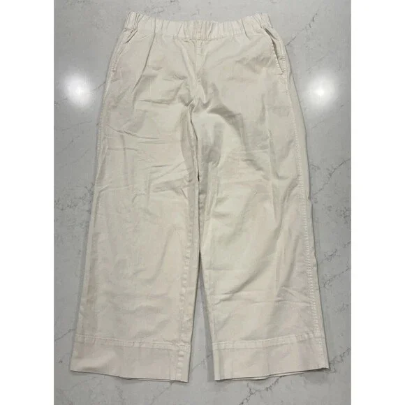J Crew Womens Sz L Astrid Wide Leg Chino Pull On Pant in Natural Ivory Pockets - Picture 2 of 12